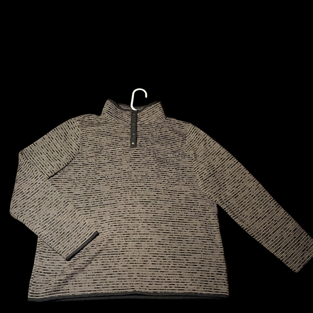 Mens St Johns Bay XLarge Gray Burnout Long Sleeve Quarter Button Collar Sweater